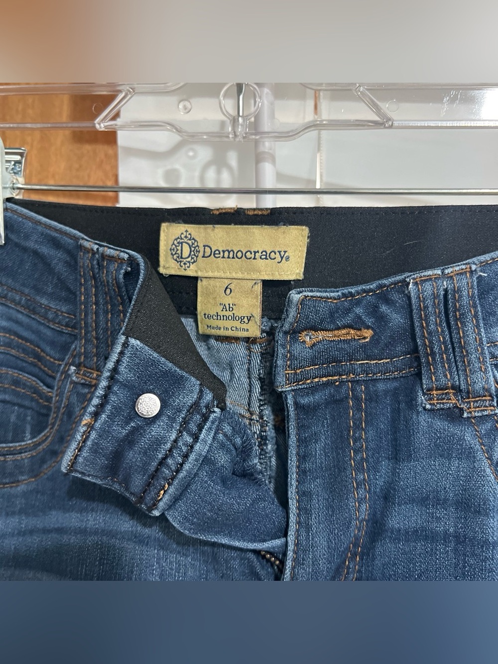 Democracy Dark Blue Denim Jeans with Contrast Stitching